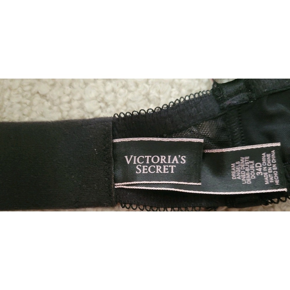 Victoria's Secret Dream Angels Bra 34D Black Silver Sparkle Wired Pretty EUC - Picture 14 of 16